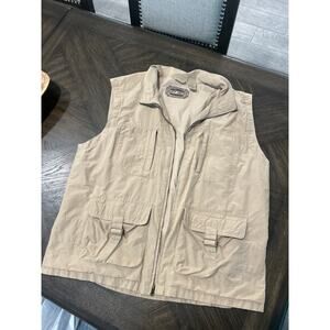 RUFF HEWN sleeveless zip up tan camping fishing hunting vest 5 pocket size XL